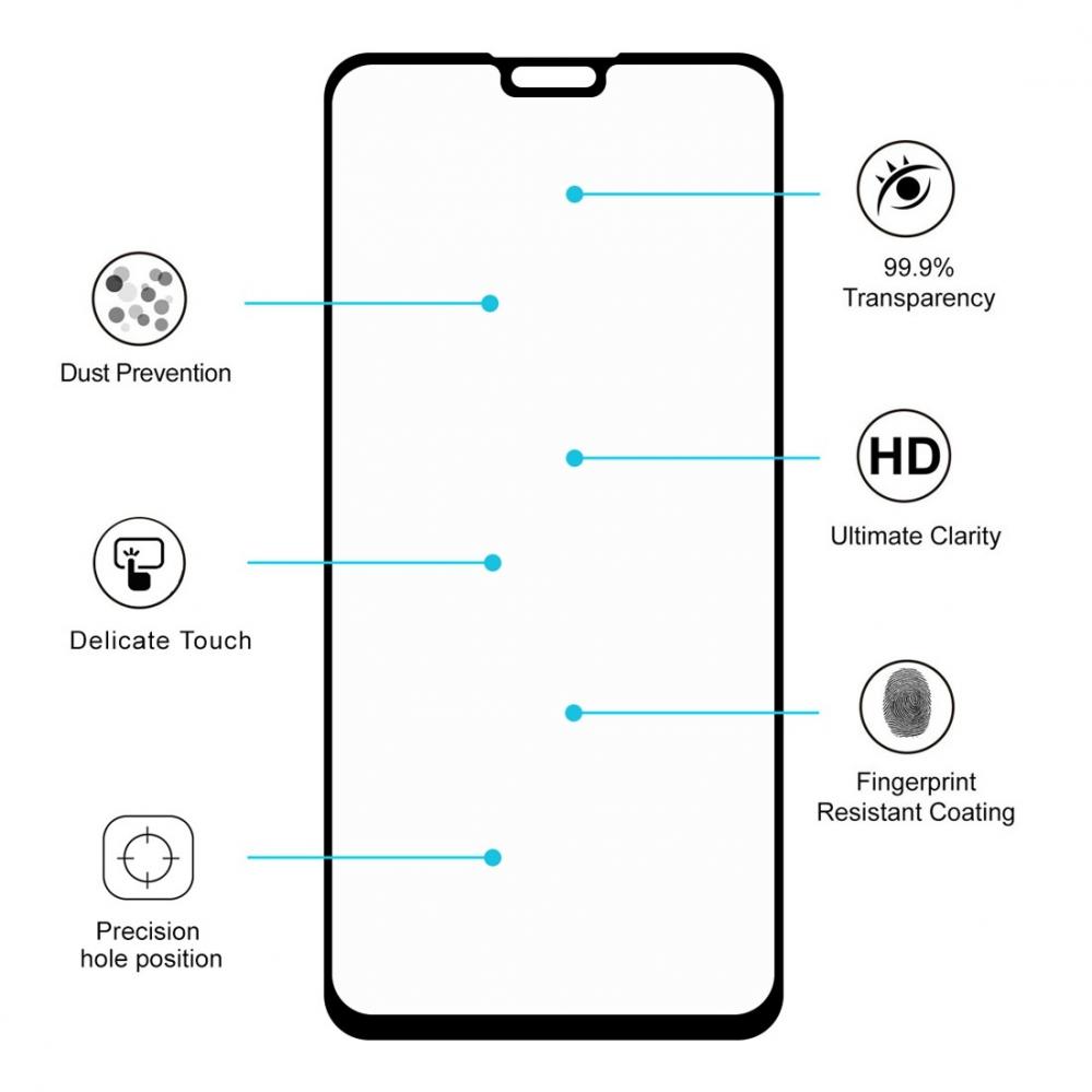 Enkay Heltäckande 2.5D Displayskydd 9H för Huawei Y9-(2019)- Svart ram