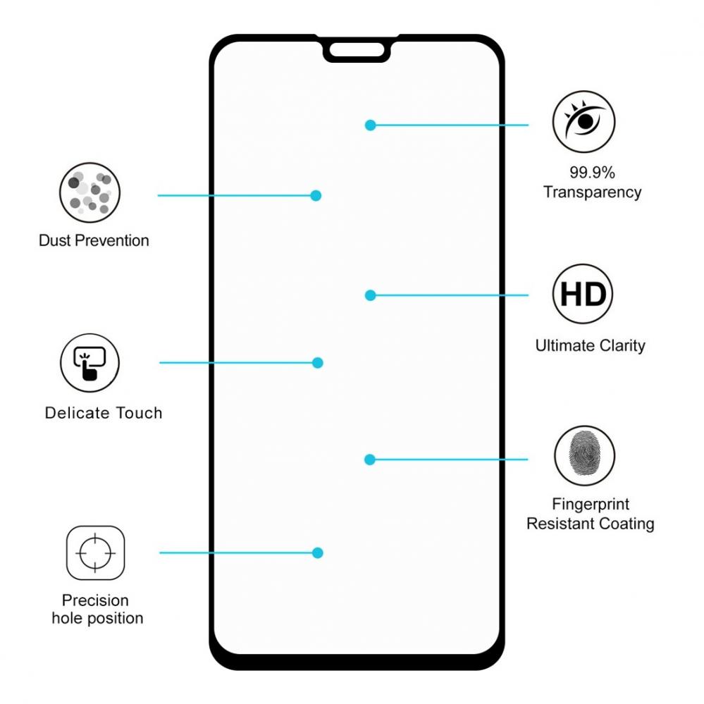  Enkay Heltckande 2.5D Skrmskydd 9H fr Huawei Y9(2019)- Svart ram