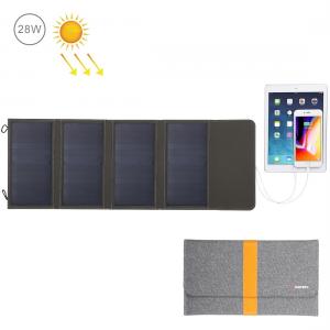 Haweel Vikbar grå Solcellspanel 28 Watt med 2xUSB