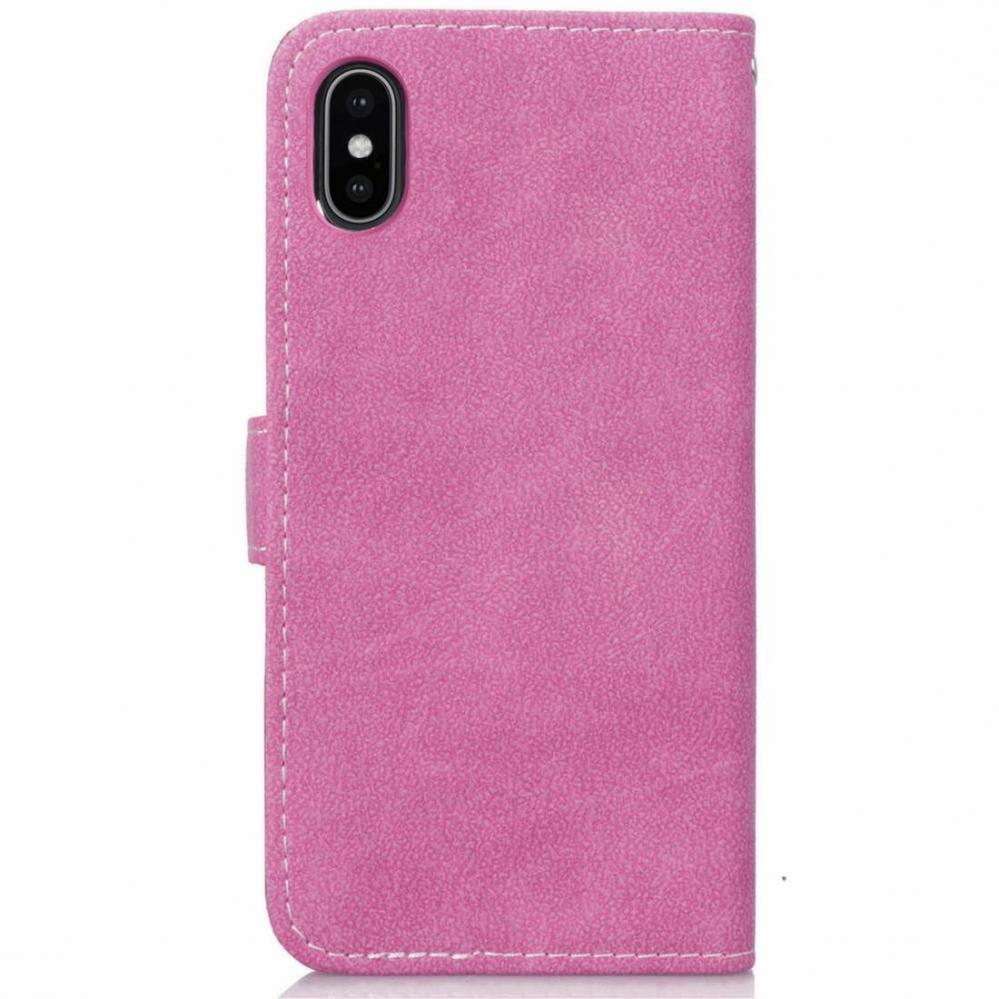  Plnboksfodral rosa fr iPhone X/XS - Med kortplatser och sedelfack