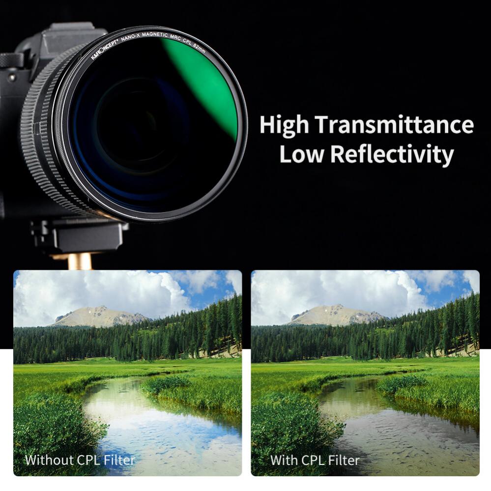 K&F Concept Magnetisk Polarisationsfilter med adapterring & magnetlock