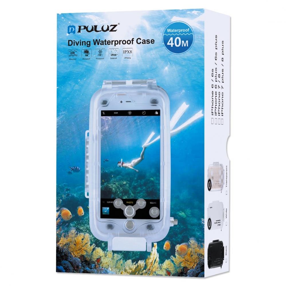 Puluz fr iPhone 8 PLUS & 7 PLUS - 40m Vattentt fodral med kamerafunktion