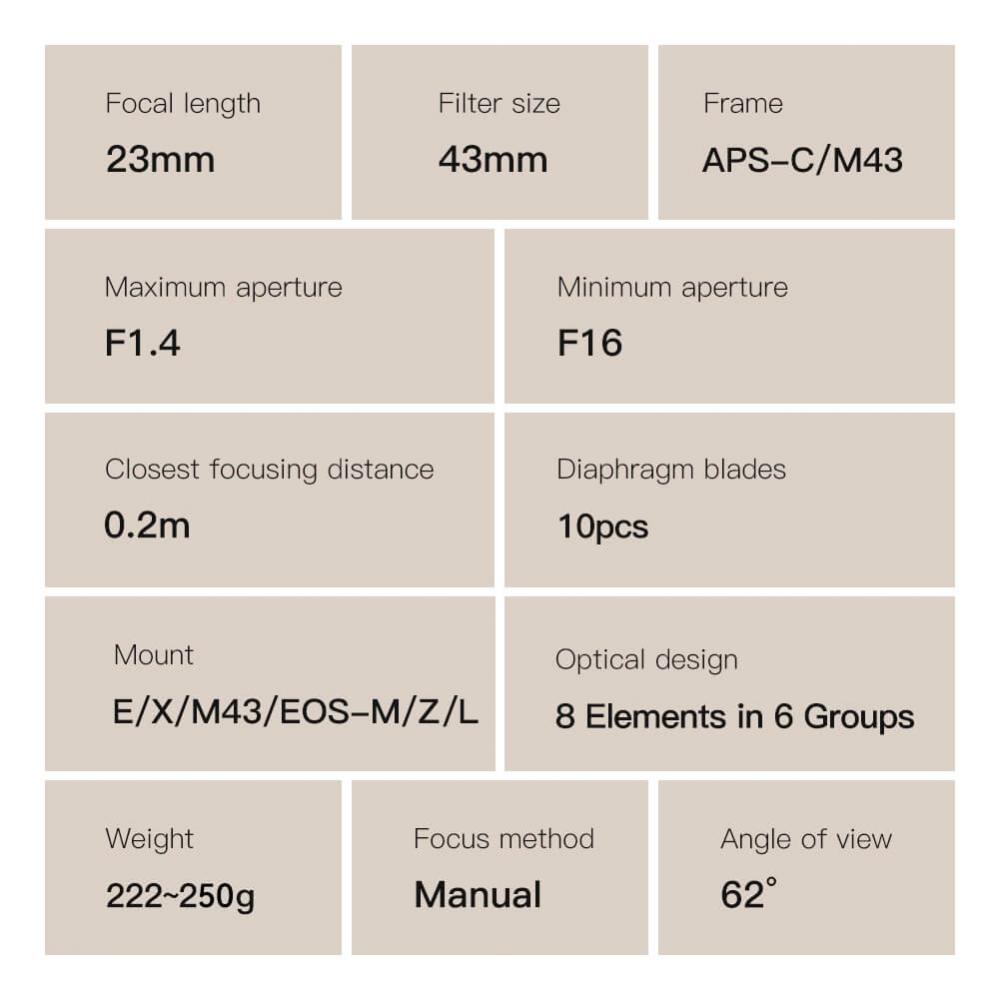  TTArtisan 23mm f/1.4 objektiv APS-C fr Sony E silver