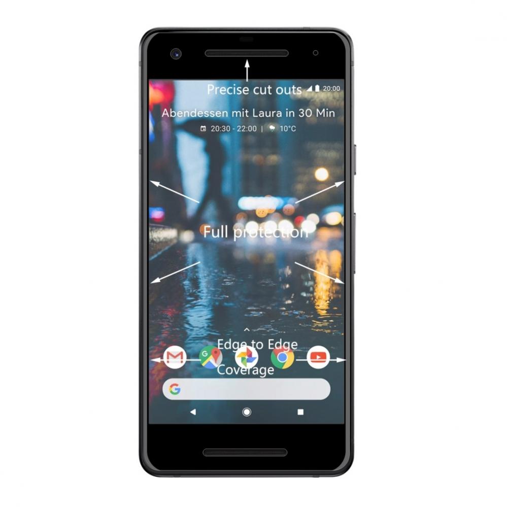 Skärmskydd med Svart ram för Google Pixel 2 av härdat glas