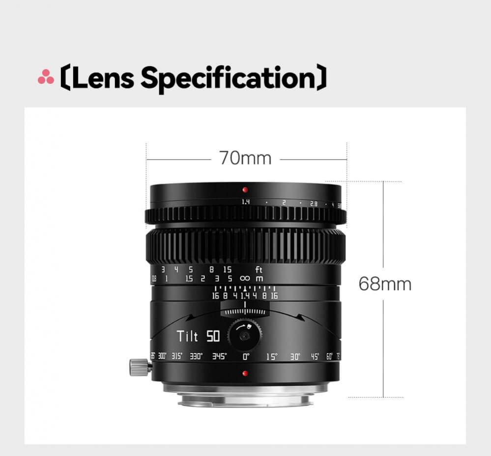 TTArtisan Tilt 50mm f/1.4 objektiv Fullformat för Canon EOS RF