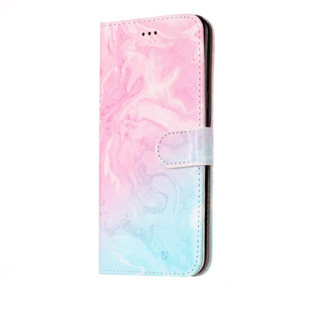  Plånboksfodral för Galaxy S8 - Marmormönster rosa & blå
