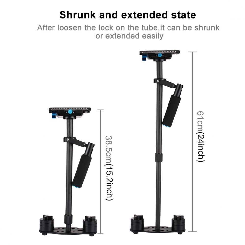 Puluz Handhållen kolfiber stabilisator för DSLR/DV-kameror (38.5-61cm)