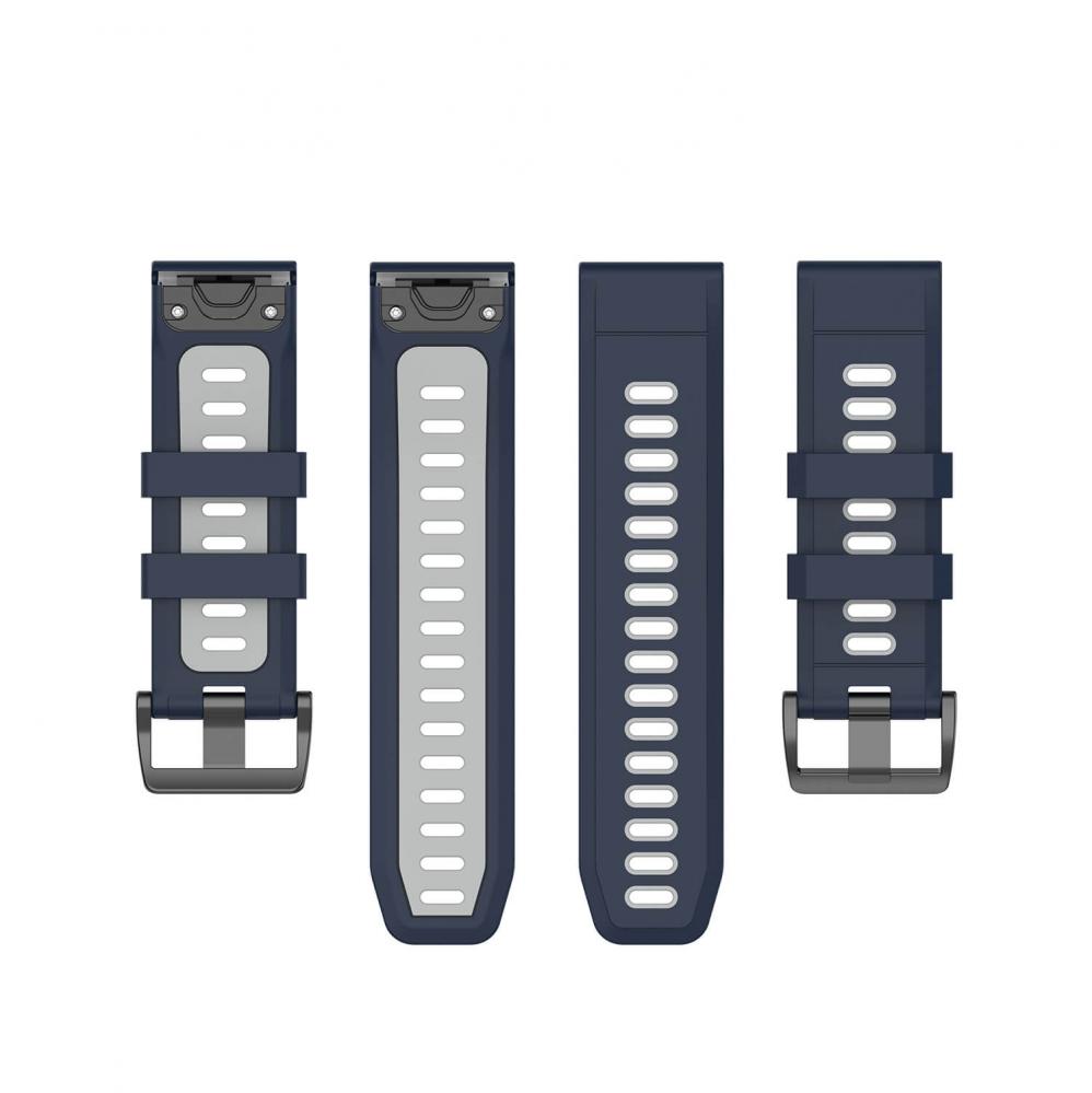 Tvåfärgat silikonarmband Blå & Grå för Garmin Fenix 5/5Pro/6/6Pro/7