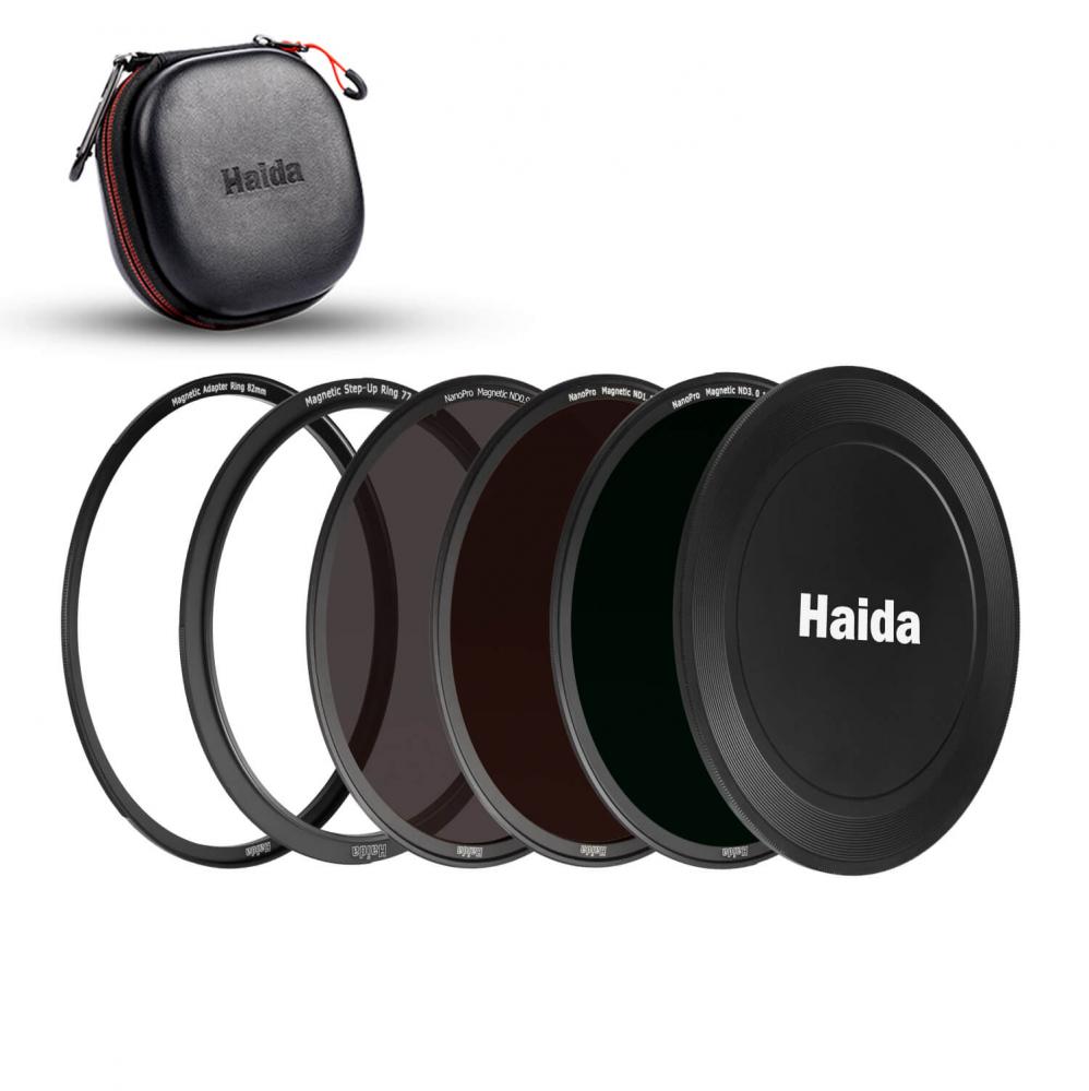 Haida 77-82mm Magnetisk ND-Filter paket ND8 ND64 ND1000 & filterväska