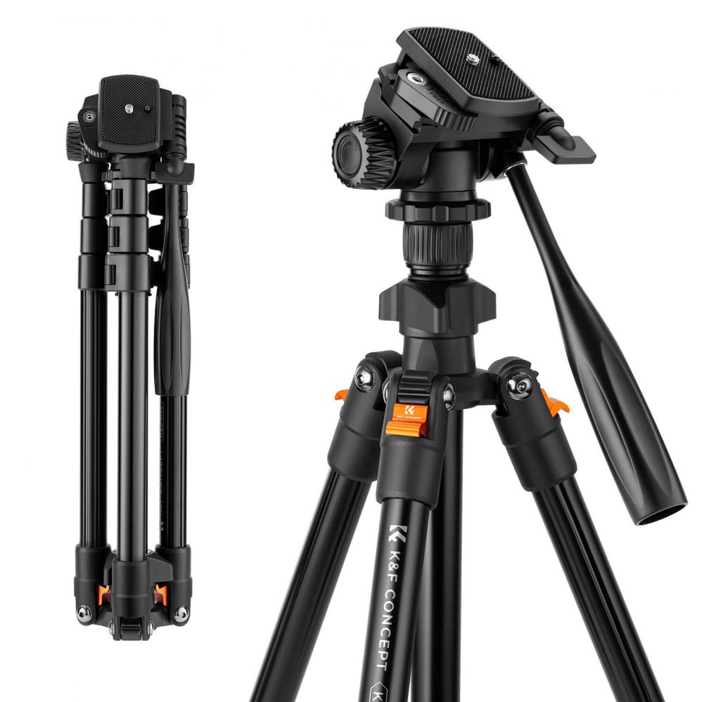  K&F Concept Kamerastativ 162cm med videohuvud & mobilhllare