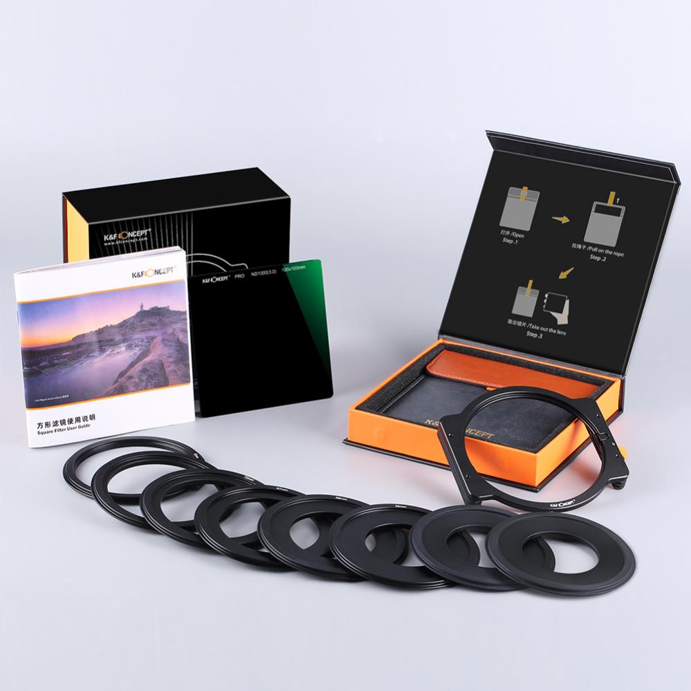 K&F Concept 100mm Filter-Kit ND1000 & Filterhållare med 8x adapterringar