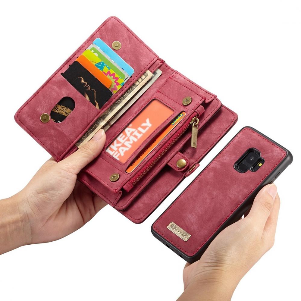  Plånboksfodral med magnetskal för Galaxy S9 Röd - CaseMe