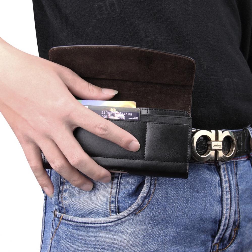  Universal 5,6 tum midjeväska - 2 i 1 plånbok & mobilfodral (svart)