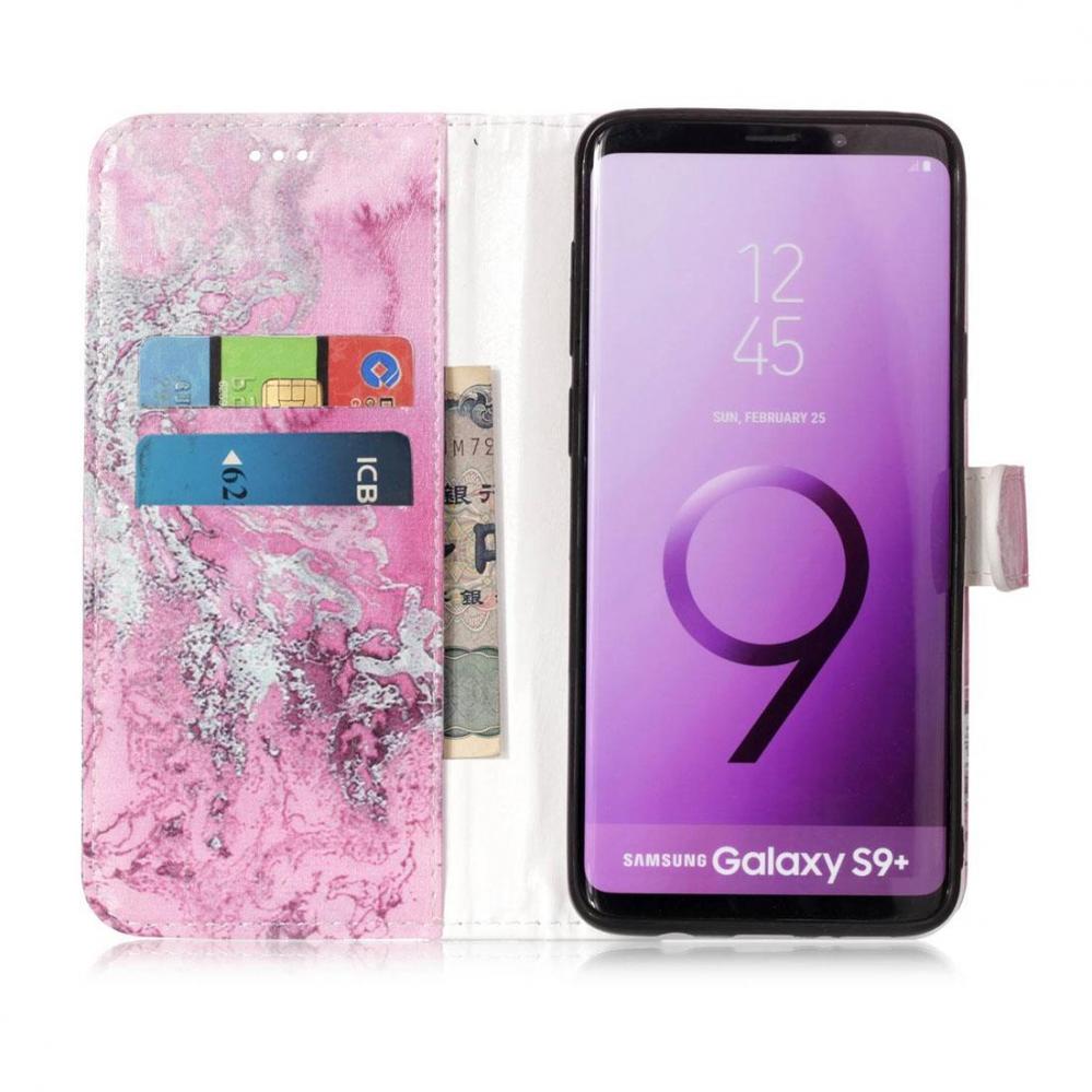  Plnboksfodral fr Galaxy S9 Plus - Rosa med kortplatser och fack