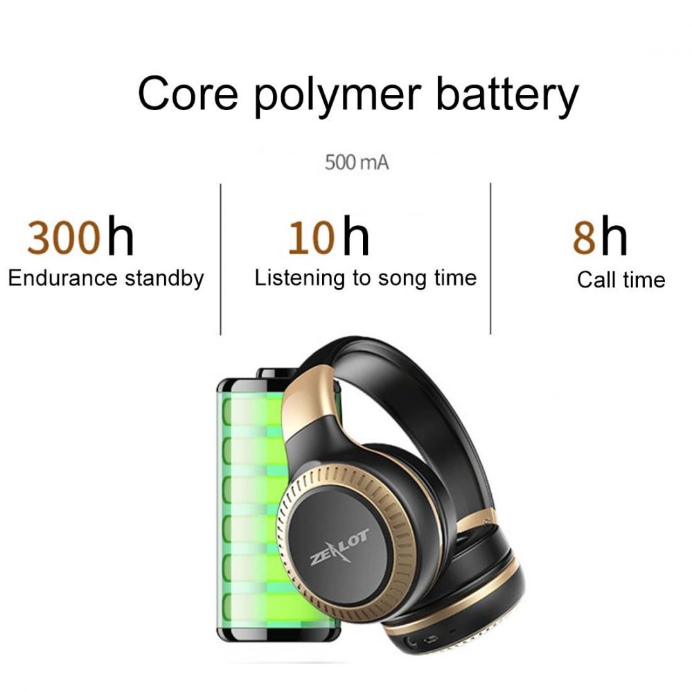 ZEALOT Bluetooth Hörlurar med mikrofon och 3.5mm ljudkabel