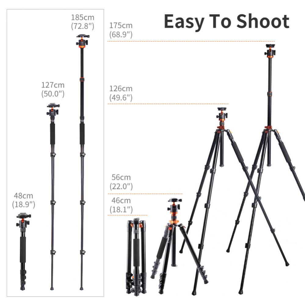 Kamerastativ med Panorama kulled 175cm - K&F Concept