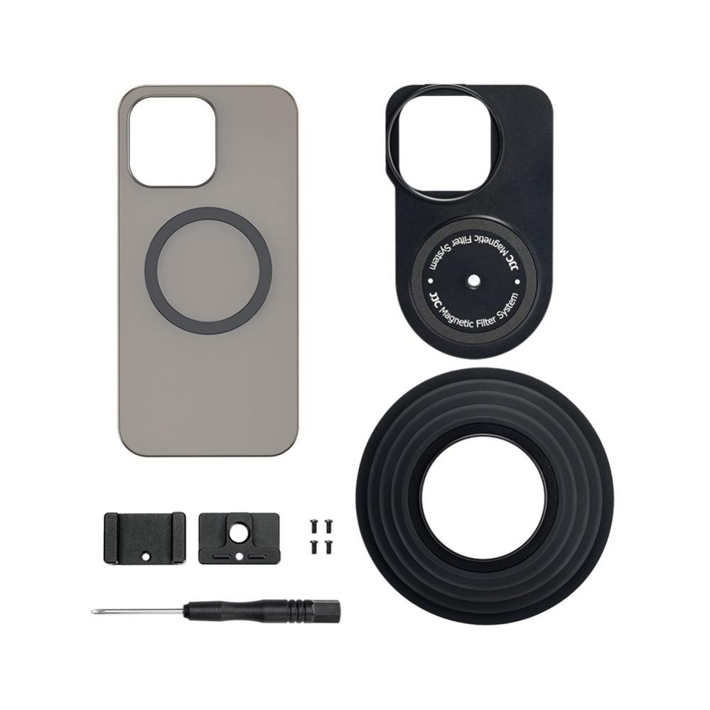 JJC Telefoon Filter Mount voor iPhone 14 Pro - 49mm Filter Adapter met 1/4-20 - Ondersteuning Magsafe Bevestiging & Statief, Magnetische Telefoonhoes