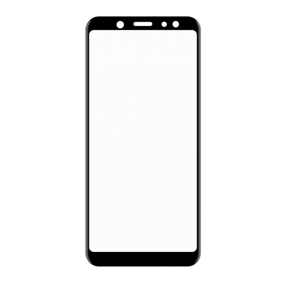  Displayskydd med svart ram fr Samsung Galaxy A6+ (2018) av hrdat glas