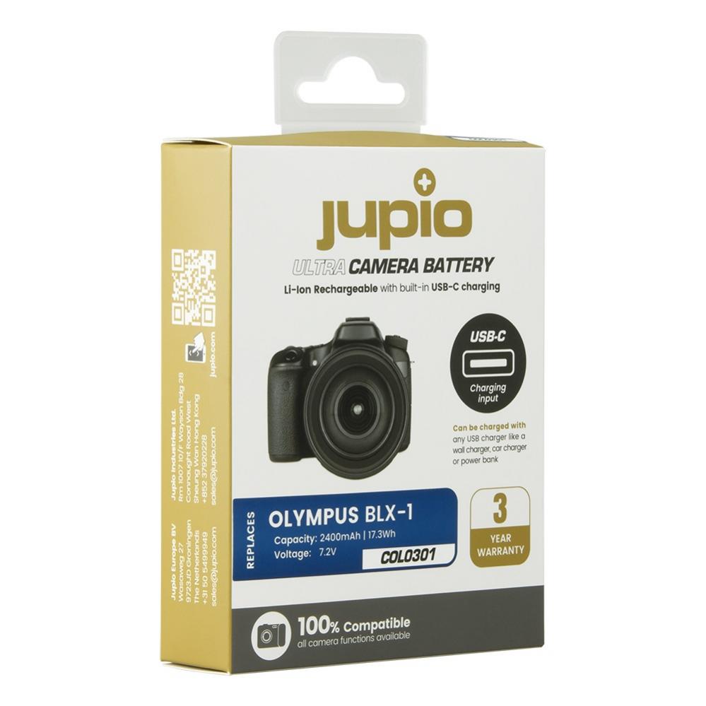  Jupio kamerabatteri 2400mAh fr Olympus BLX-1 USB-C input