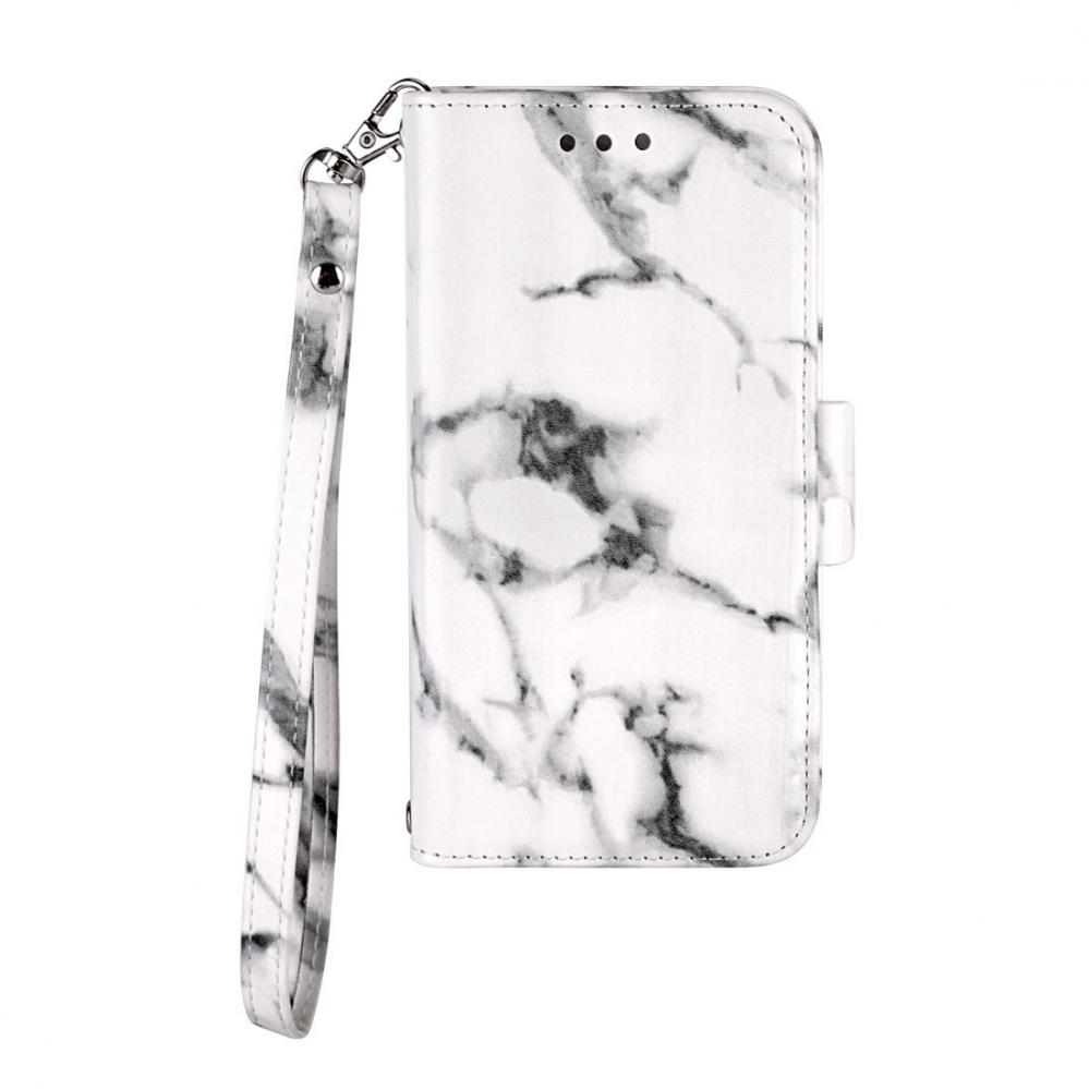  Plnboksfodral med magnetskal fr iPhone X/XS - Vit marmormnster