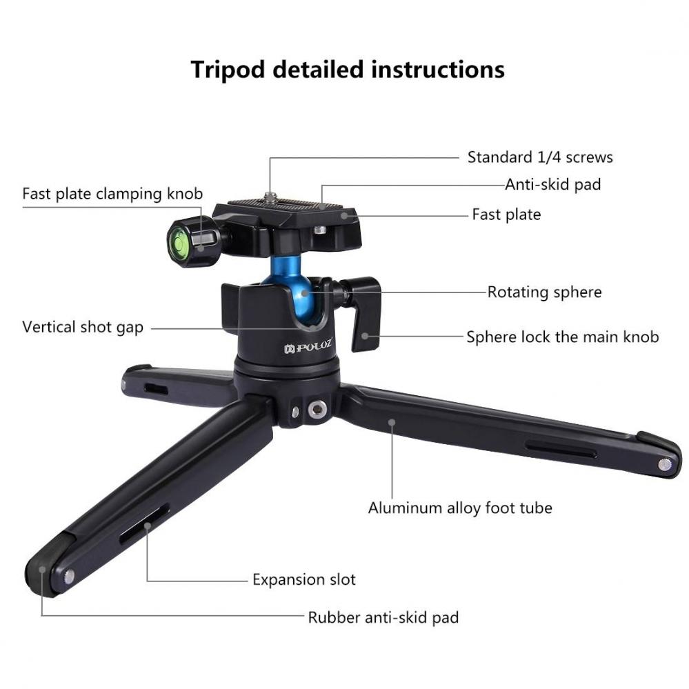 Puluz Mini skrivbordsstativ med kulled 11-21cm