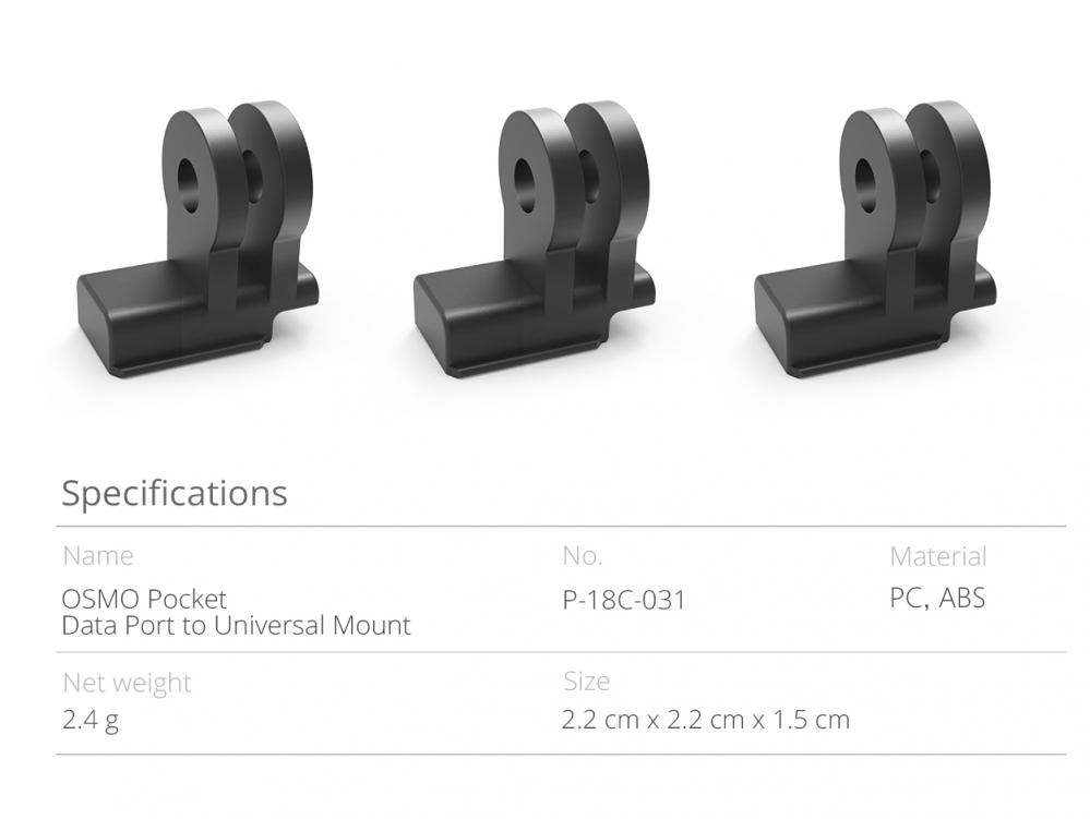 PGYTECH Universalt actionkamerafäste för OSMO Pocket dataport 3-pack