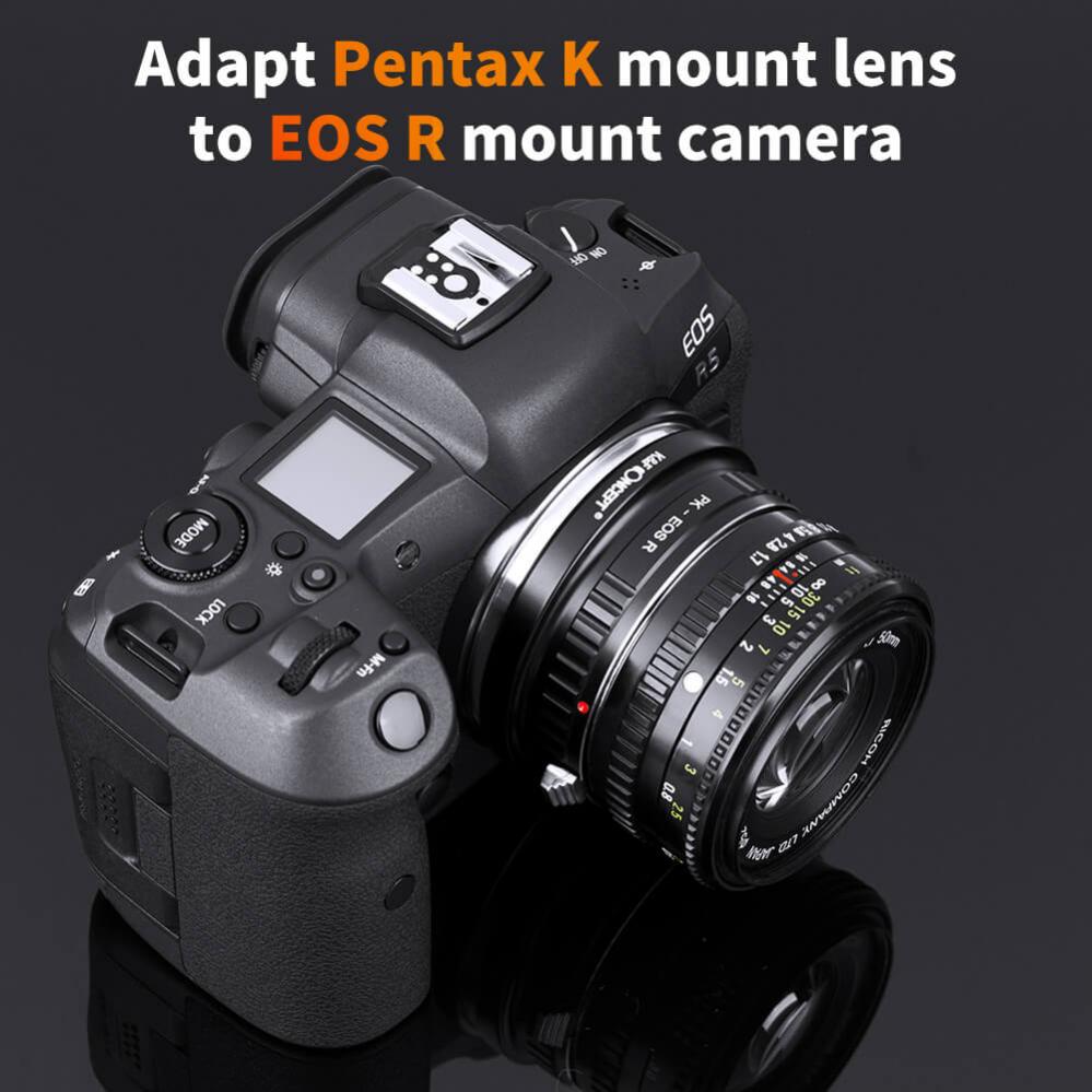  K&F Concept Objektivadapter till Pentax K objektiv fr Canon EOS R kamerahus