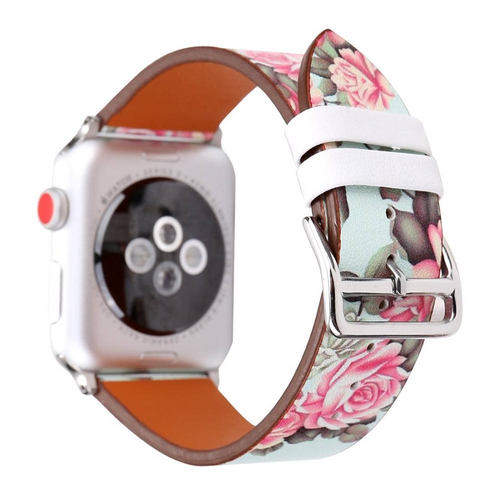  Armband fr Apple Watch 38/40/41mm konstlder mintgrn med blommor