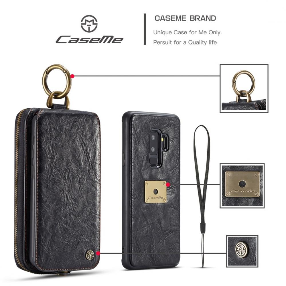  CaseMe Plnboksfodral, plnbok & magnetskal fr Galaxy S9 Plus (3i1) Svart