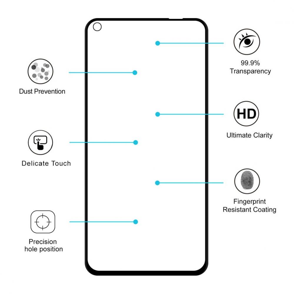  Skrmskydd fr Huawei Nova 4 / Honor View 20 med Svart ram av hrdat glas