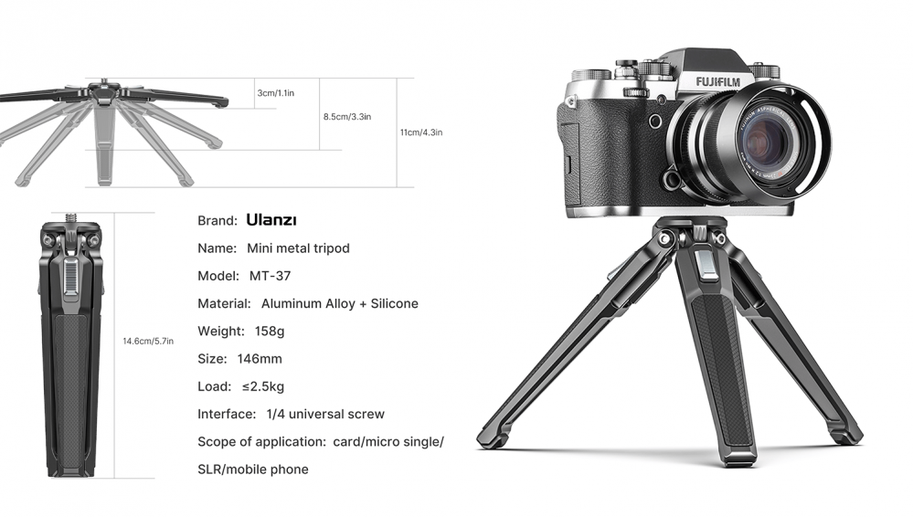 Ulanzi MT-37 Ministativ av aluminium 14.6cm