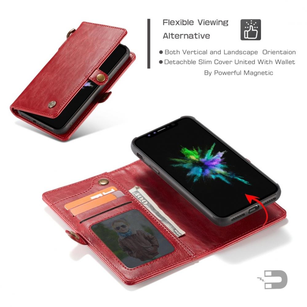  Plånboksfodral med magnetskal för iPhone X Röd