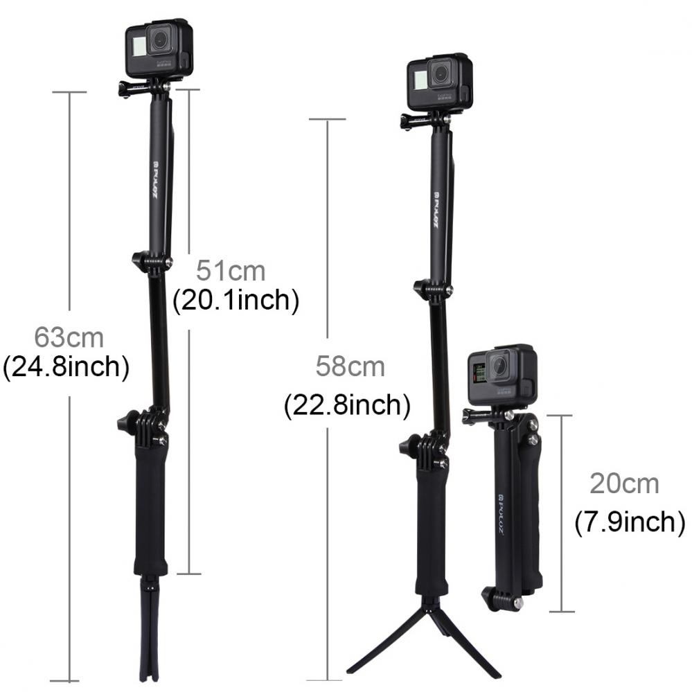 Puluz Multifunktionell Selfiepinne för GoPro Hero9 Black /8 /7 /6 /5 /4 /3+ /3