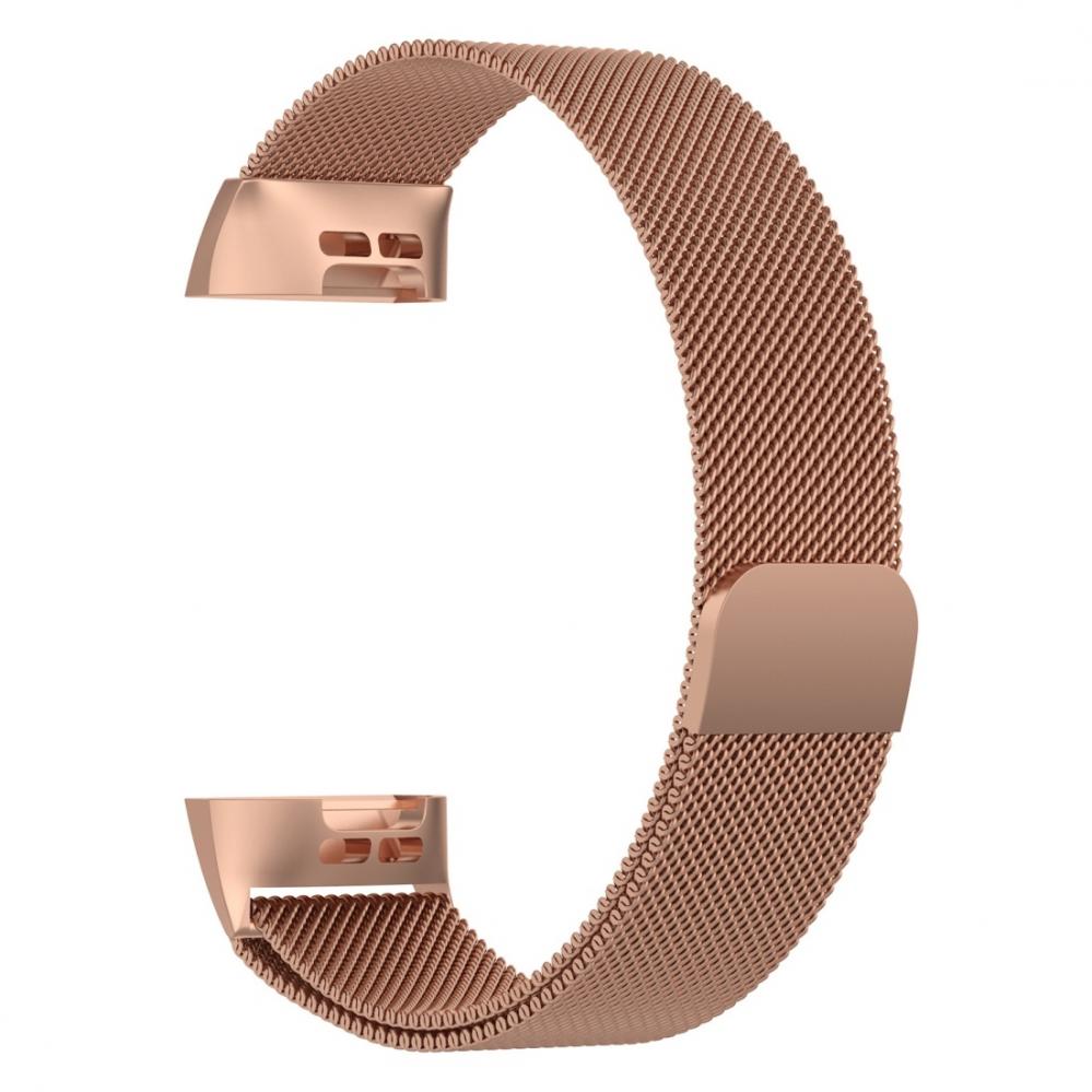  Armband fr Fitbit Charge 3/ Charge 4 kedja Magnetiskt ls 100-180mm - Rosguld