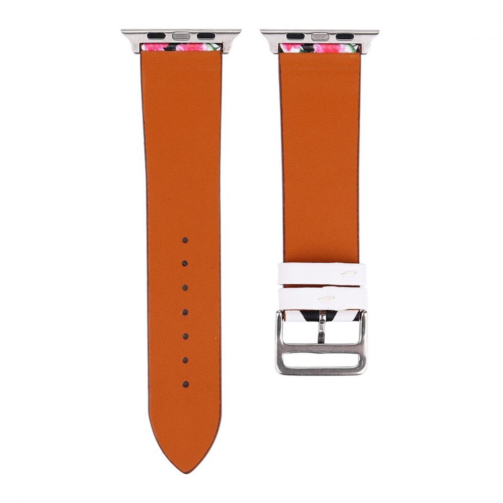 Armband för Apple Watch 38mm - Konstläder zickzack med blommor