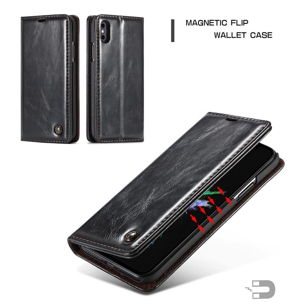  Plånboksfodral med kortplats för iPhone X Svart - CaseMe-003