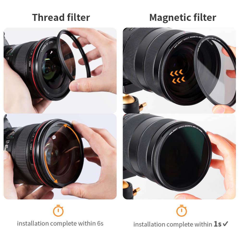 K&F Concept Magnetisk Polarisationsfilter med adapterring & magnetlock