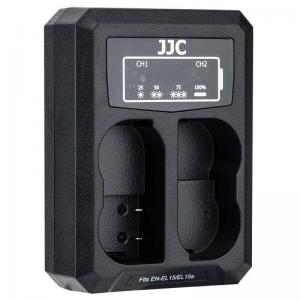  JJC USB-driven dubbel batteriladdare för Nikon EN-EL15/EL15a/EL15c