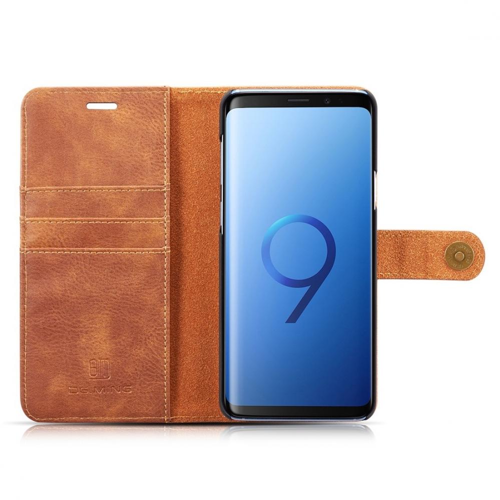  DG.MING Plnboksfodral med magnetskal fr Galaxy S9 Plus Brun