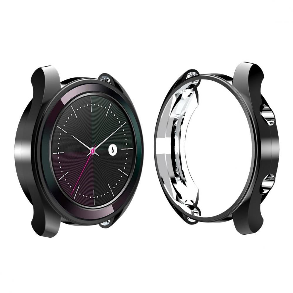  Displayskydd med ram fr Huawei Watch GT Elegant 42mm av hrdat glas Svart