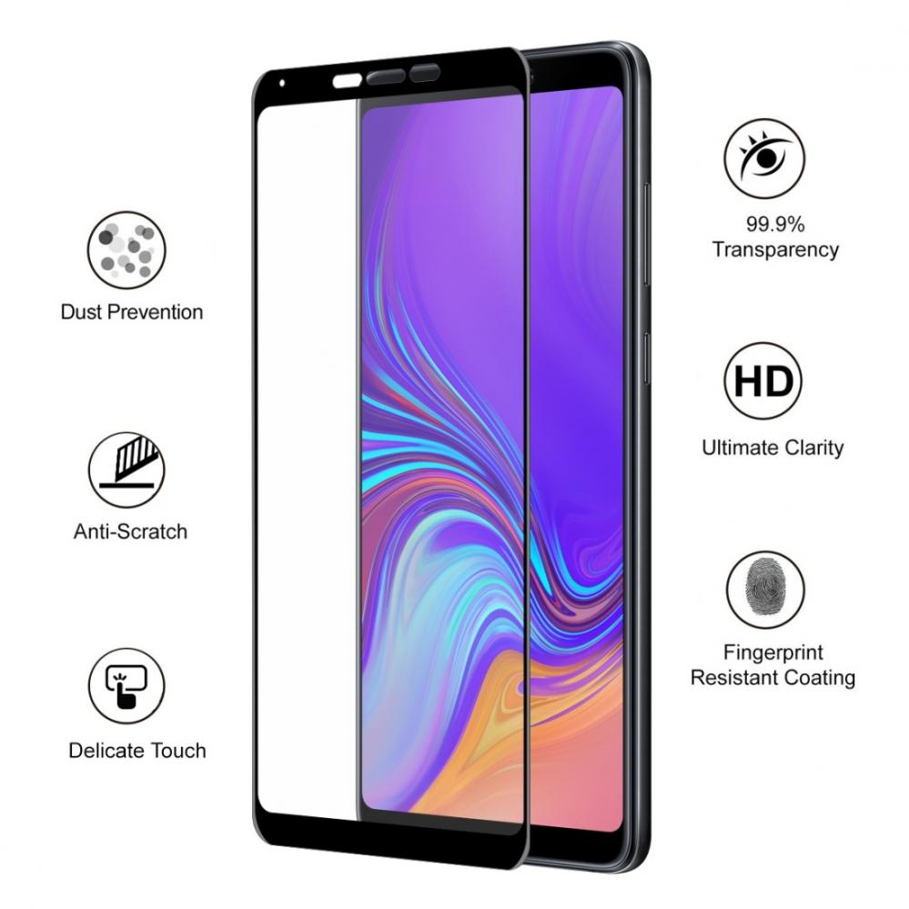  Skrmskydd med Svart ram fr Galaxy A9/A9s (2018) av hrdat glas