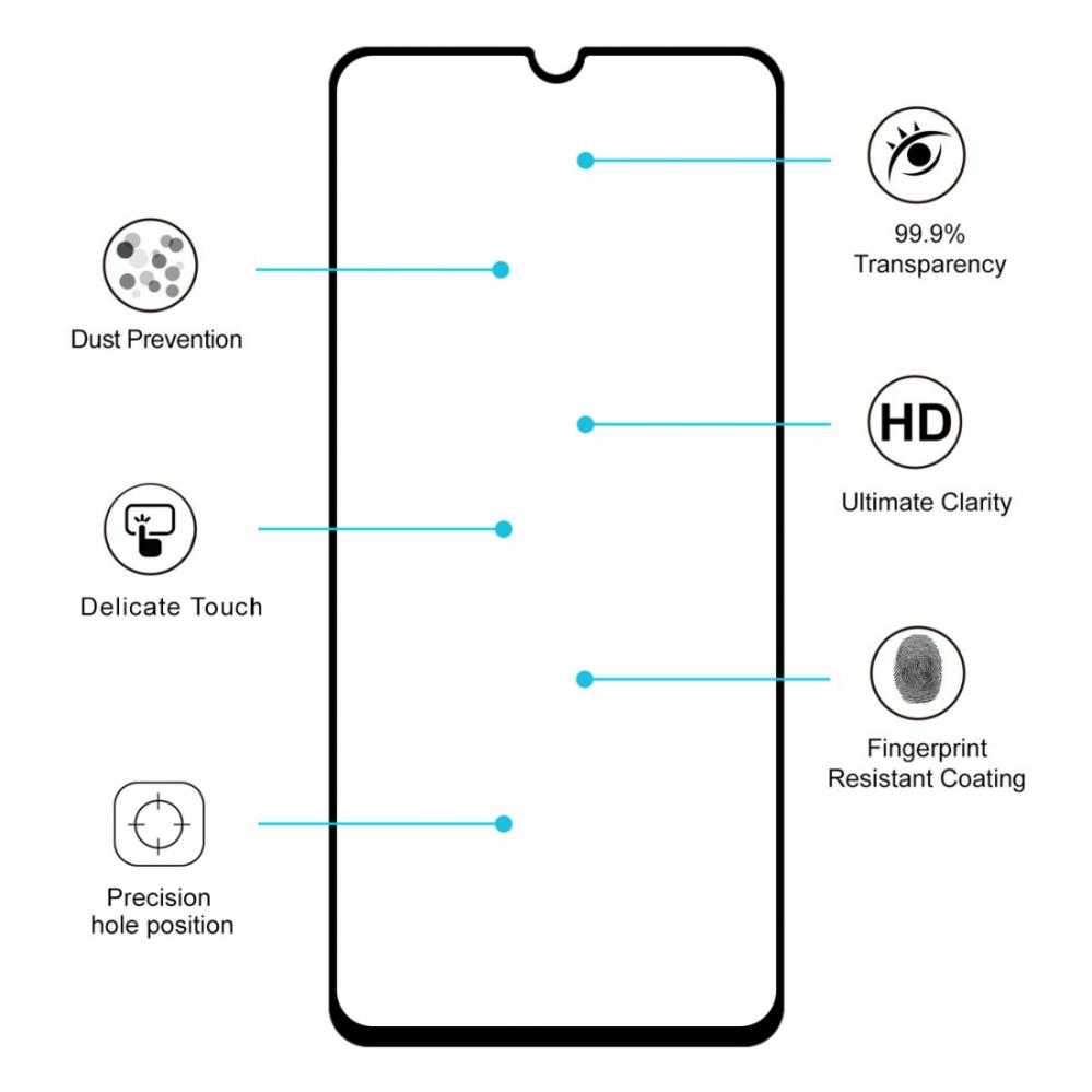  Skärmskydd med Svart ram för Samsung Galaxy A40 av härdat glas