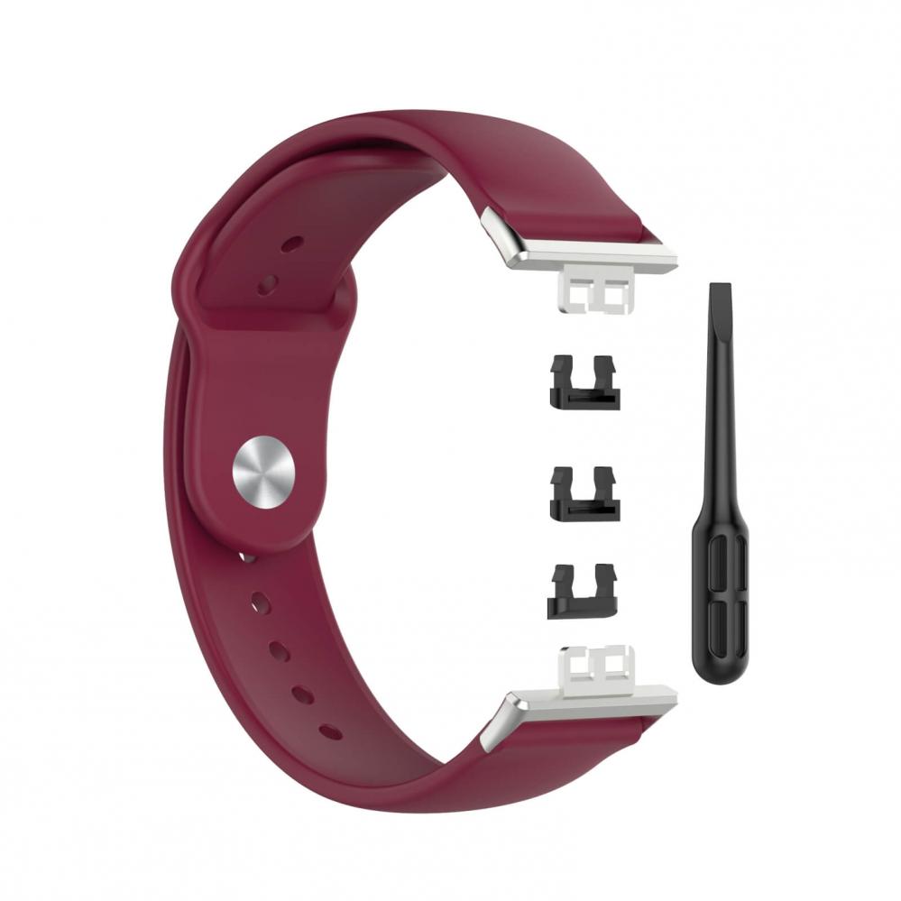 Silikonarmband Vinröd för 18mm Watch/Huawei Watch Fit med stiftspänne