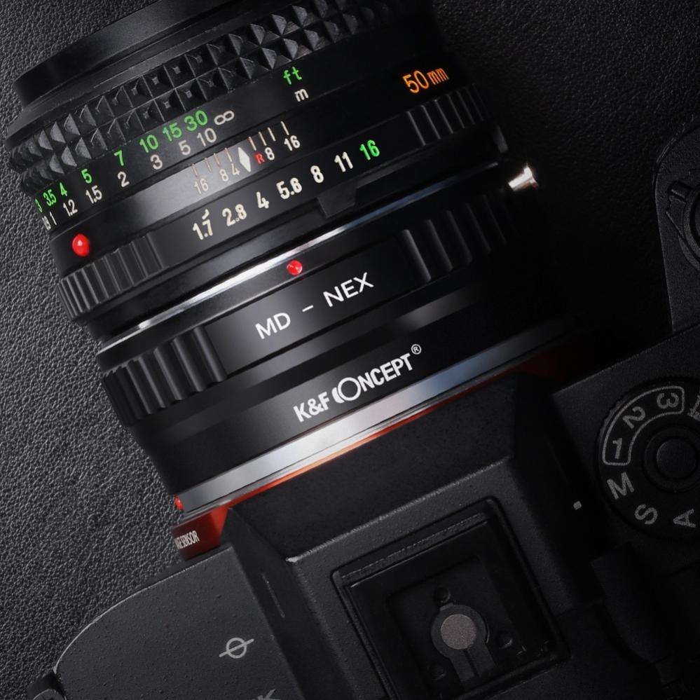 K&F Objektivadapter till Minolta/Konica MC MD objektiv för Sony E kamerahus