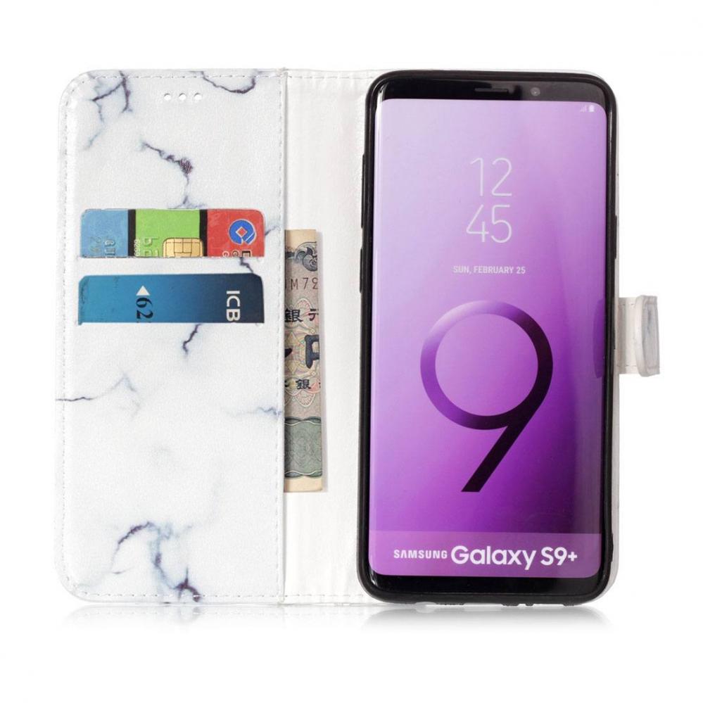  Plnboksfodral fr Galaxy S9 Plus - Vit marmor