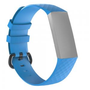  Armband för Fitbit Charge 3/3SE/4 - Blå silikon 115-180mm
