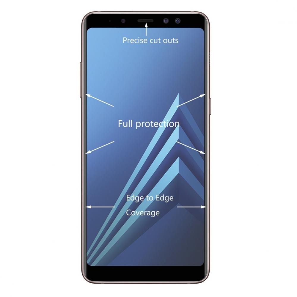  Skärmskydd med Svart ram för Samsung Galaxy A8 (2018) av härdat glas