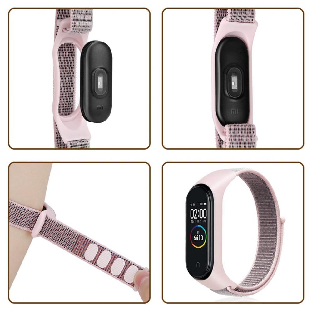 Armband Svart för Xiaomi Mi Band 3/ 4 med kardborreband