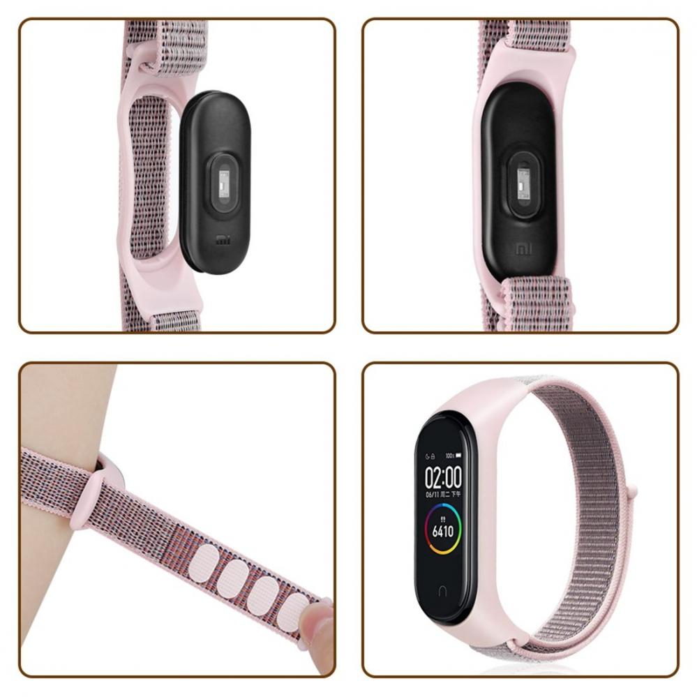  Armband Svart fr Xiaomi Mi Band 3/ 4 med kardborreband