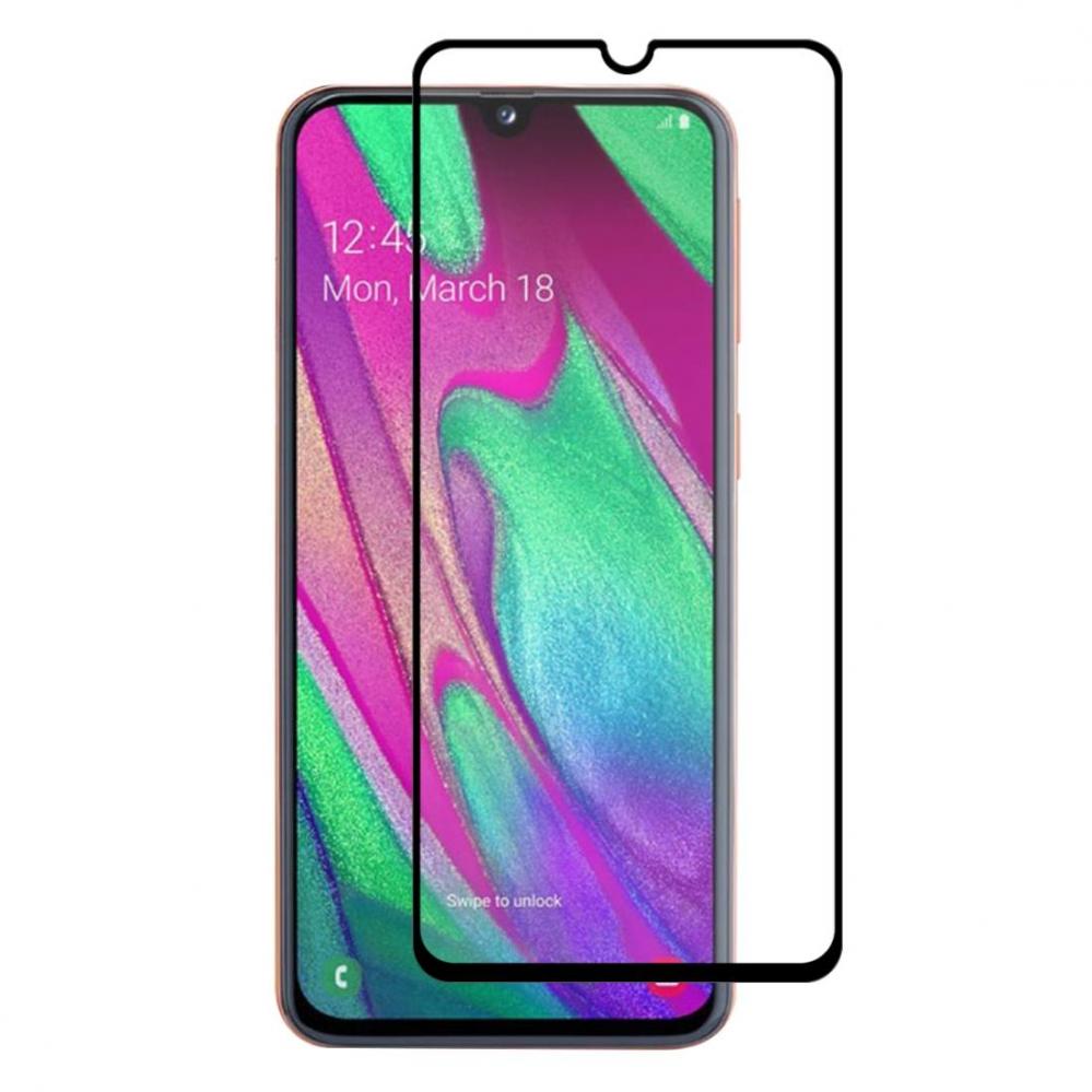 Skärmskydd med Svart ram för Samsung Galaxy A40 av härdat glas